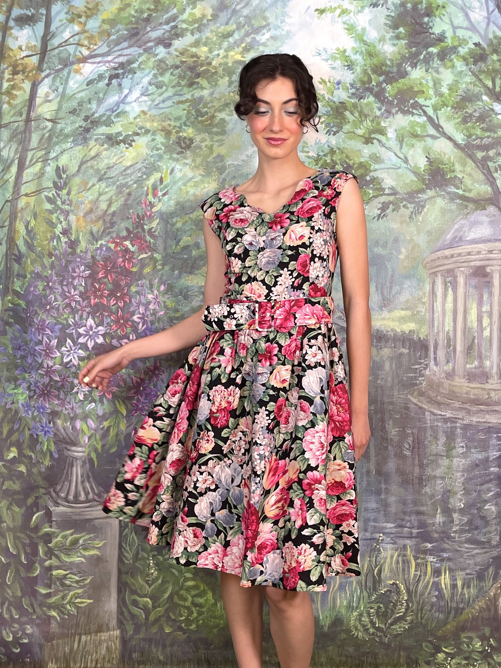 Vintage Floral Fit & Flare Mini Dress