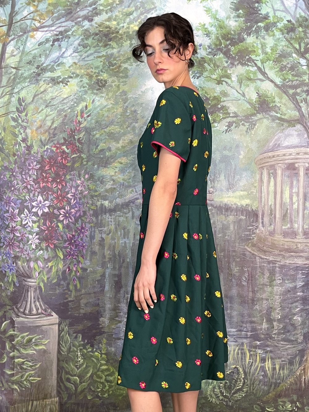 Vintage Austrian Embroidered Floral Dress