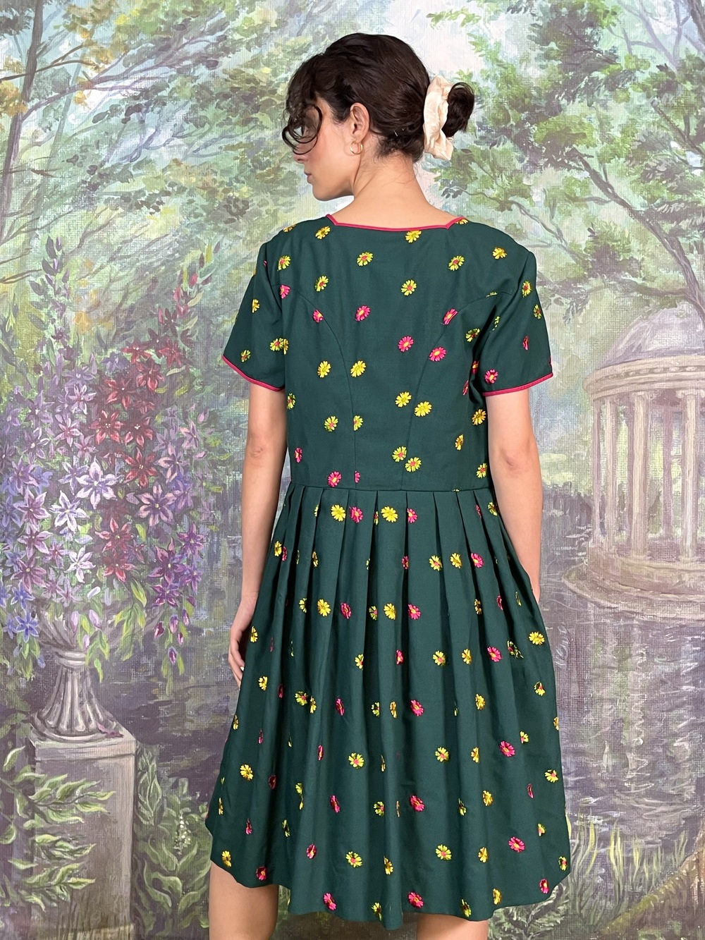 Vintage Austrian Embroidered Floral Dress