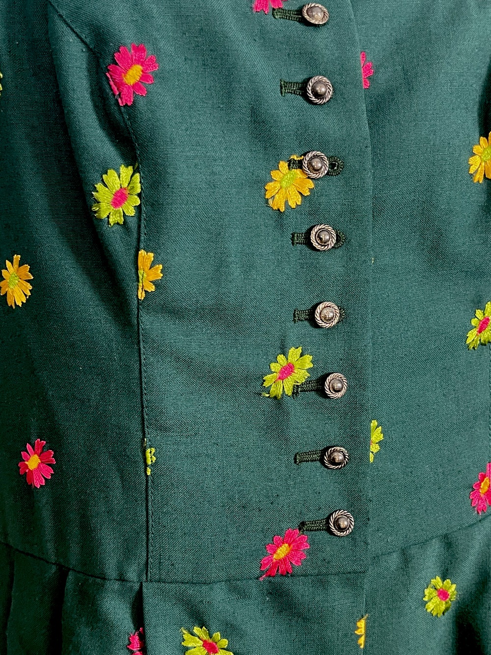 Vintage Austrian Embroidered Floral Dress