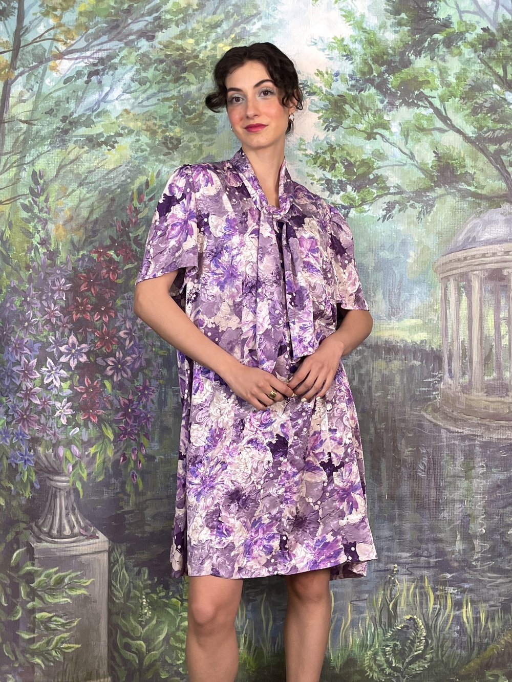 Vintage Lavender Floral Dress