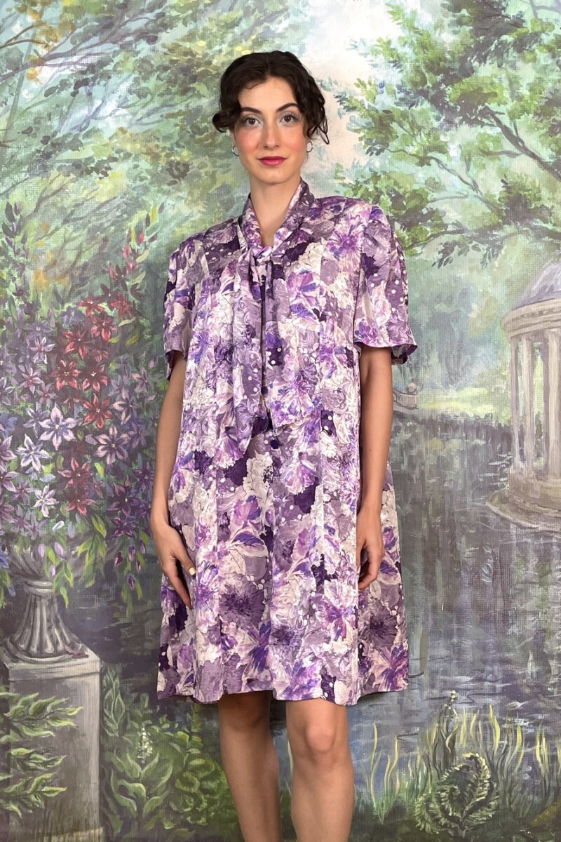 Vintage Lavender Floral Dress