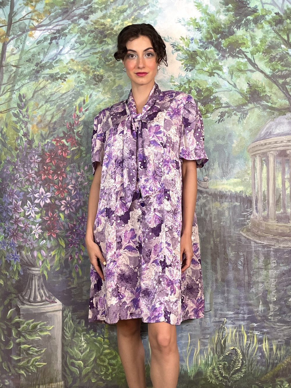 Vintage Lavender Floral Dress