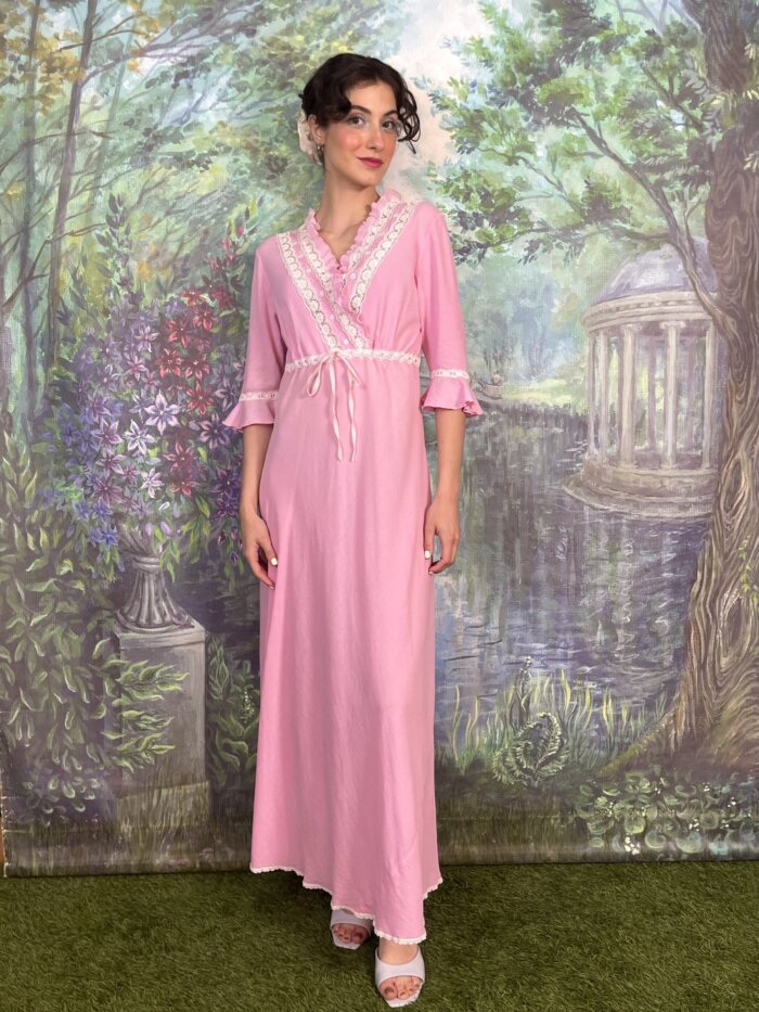 Vintage Prairie Style Pink Maxi Dress