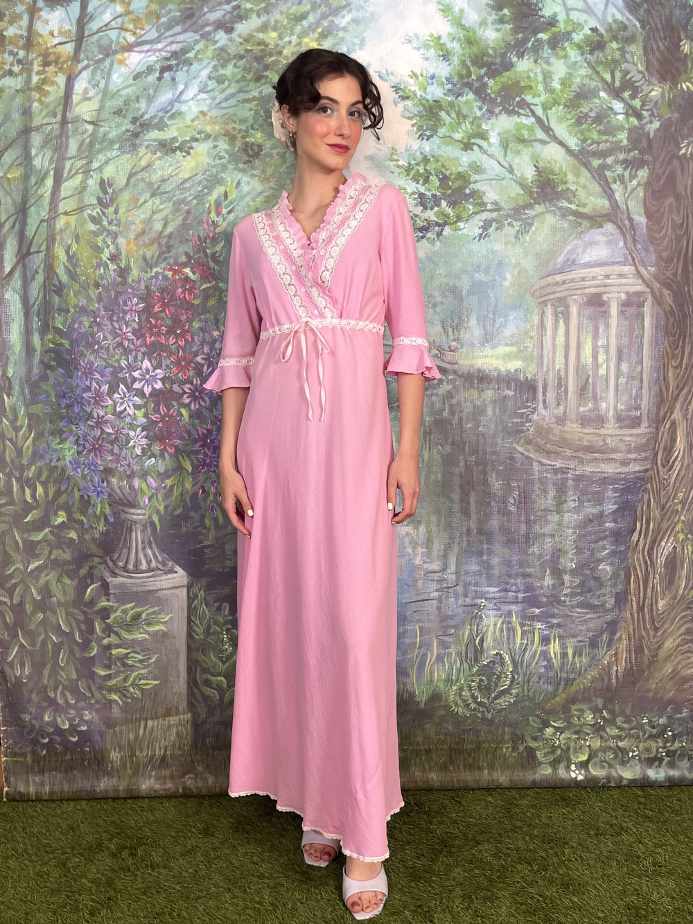 Vintage Prairie Style Pink Maxi Dress