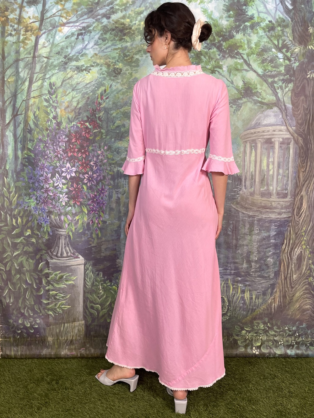 Vintage Prairie Style Pink Maxi Dress