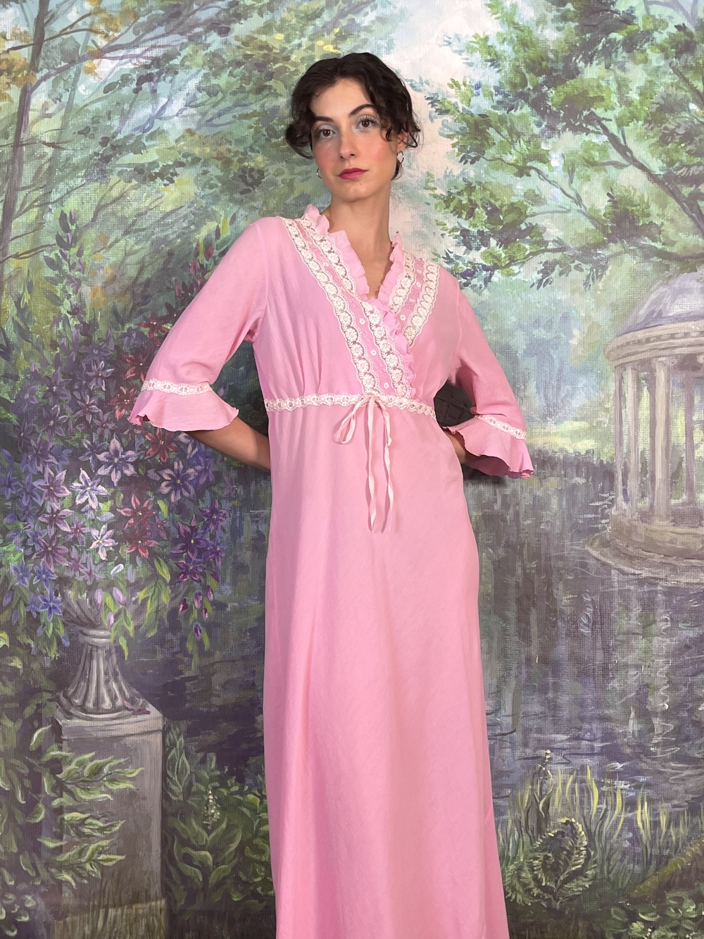 Vintage Prairie Style Pink Maxi Dress