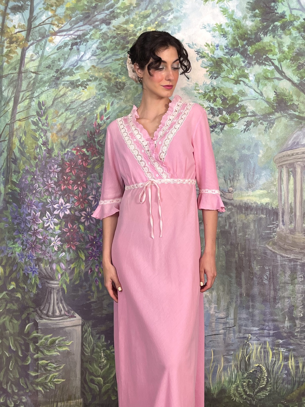 Vintage Prairie Style Pink Maxi Dress
