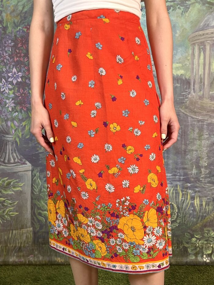 70s Vintage Wildflower Midi Skirt
