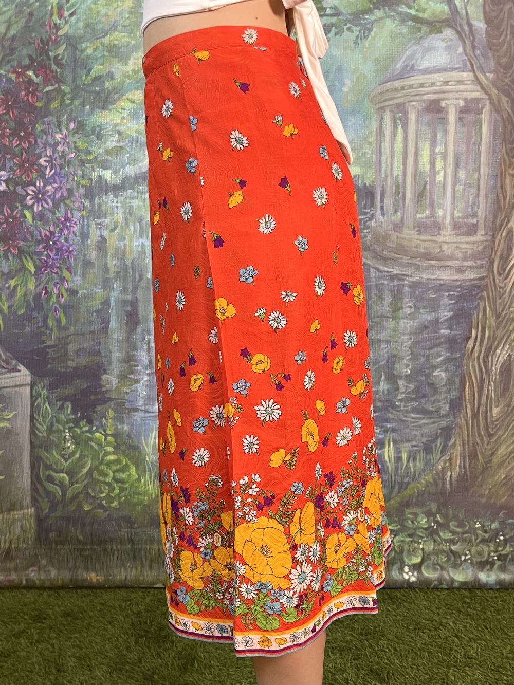 70s Vintage Wildflower Midi Skirt