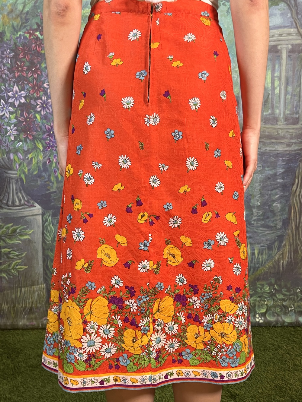 70s Vintage Wildflower Midi Skirt
