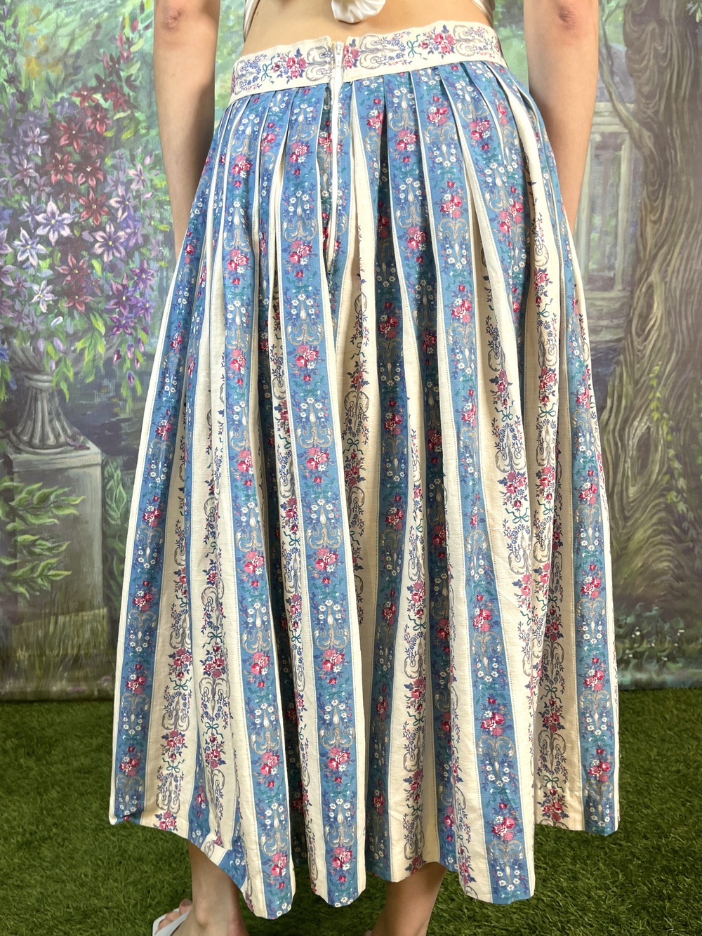 Vintage Austrian Floral Pleated Skirt