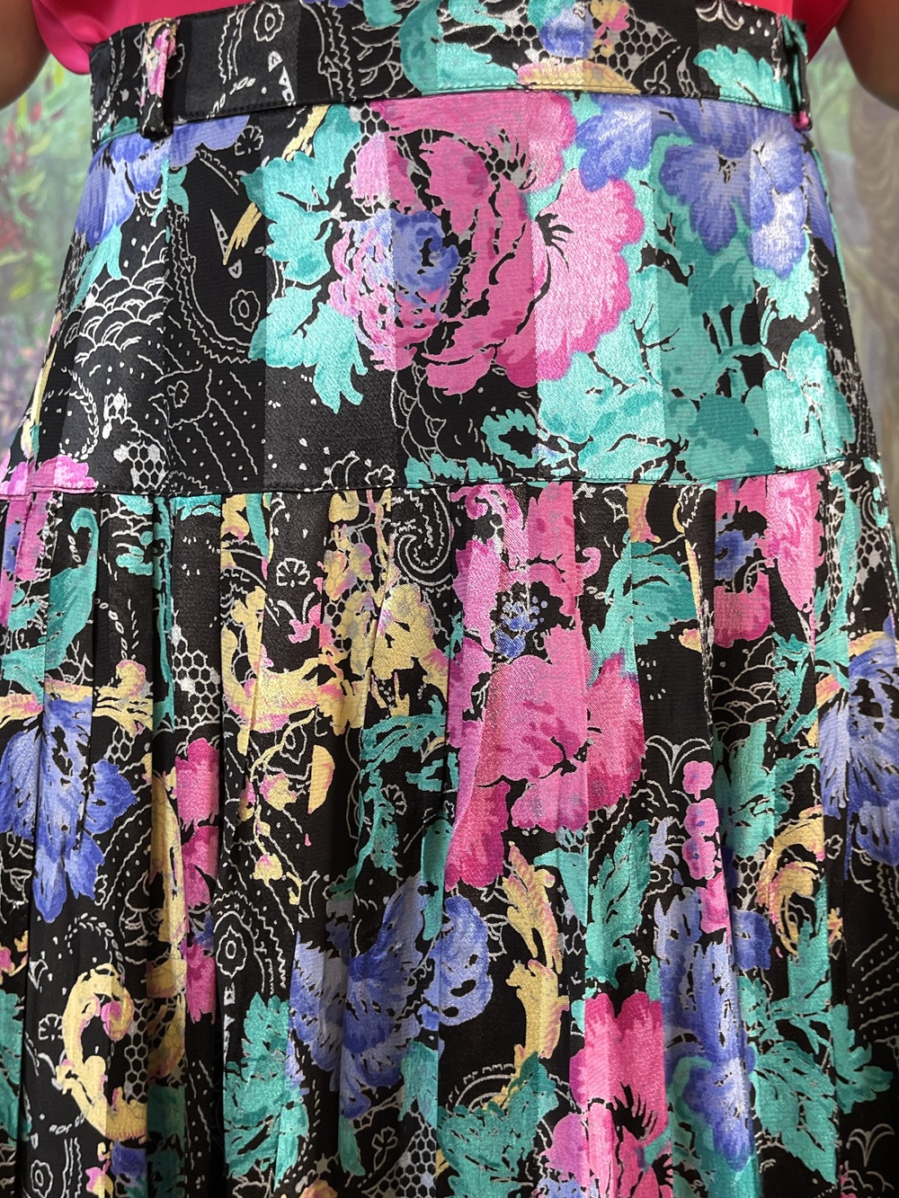 80s Gerry Weber Shiny Metallic Floral Skirt