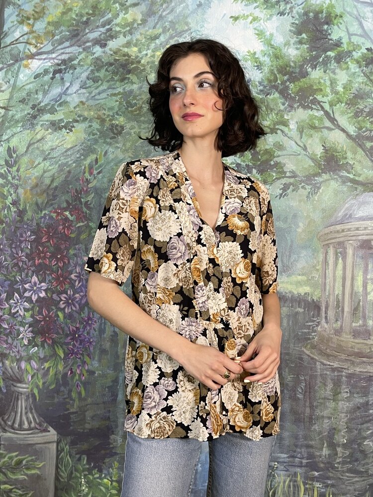 Vintage Silk Floral Blouse
