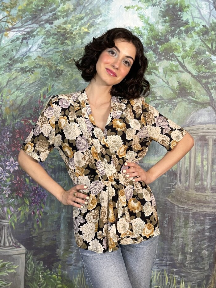 Vintage Silk Floral Blouse