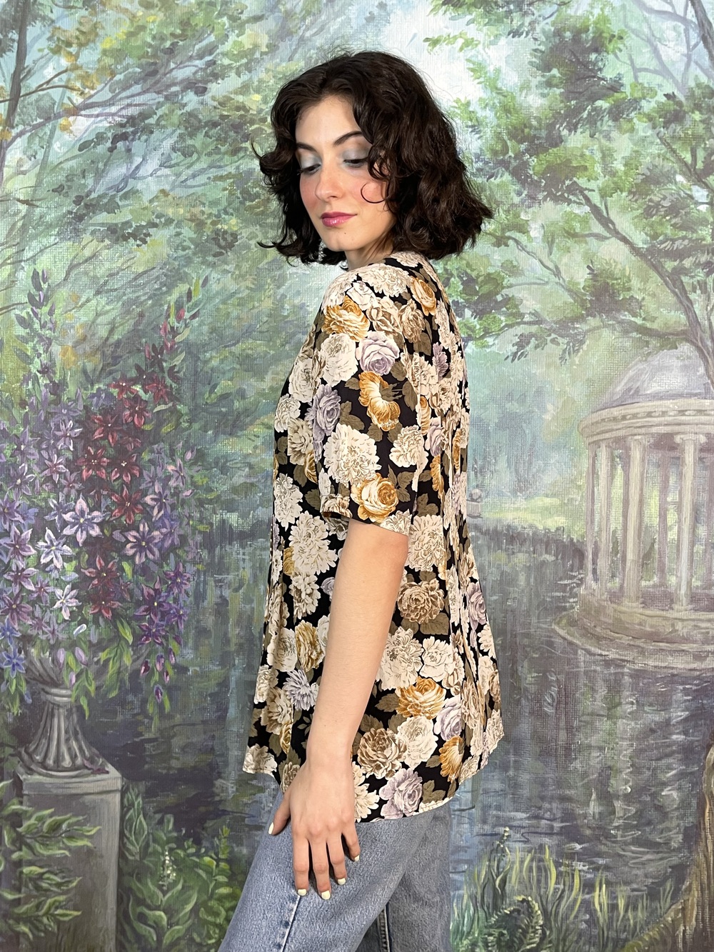 Vintage Silk Floral Blouse