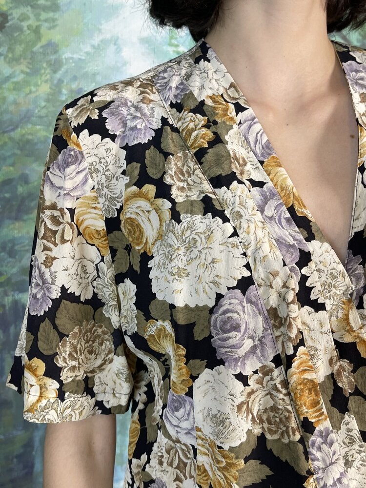 Vintage Silk Floral Blouse