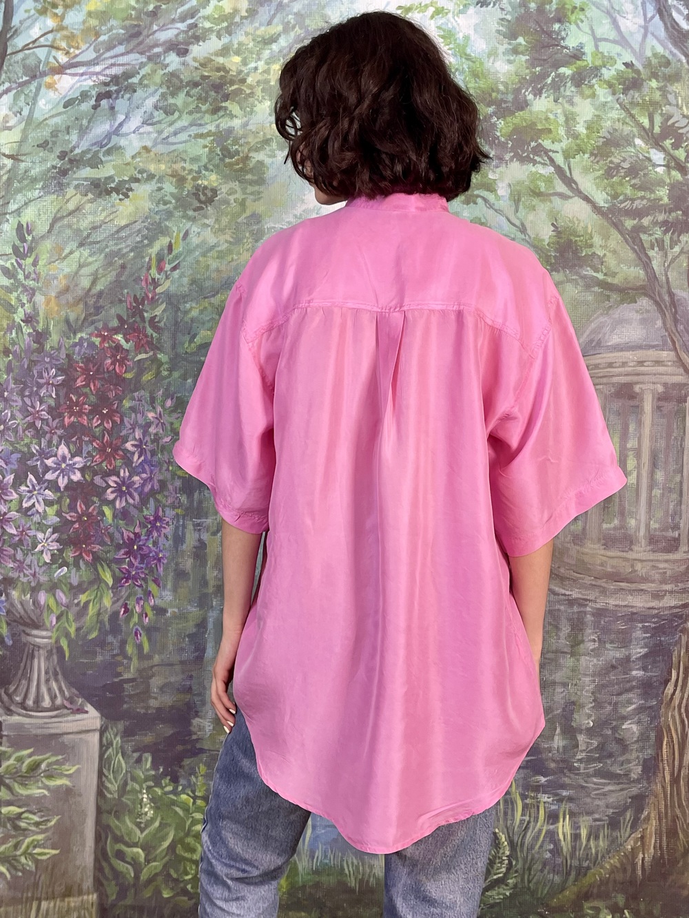 Vintage Pink Silk Oversized Shirt