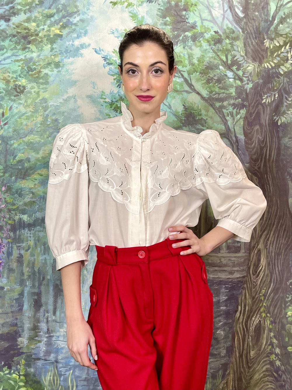 Vintage Austrian Embroidered Cotton Blouse