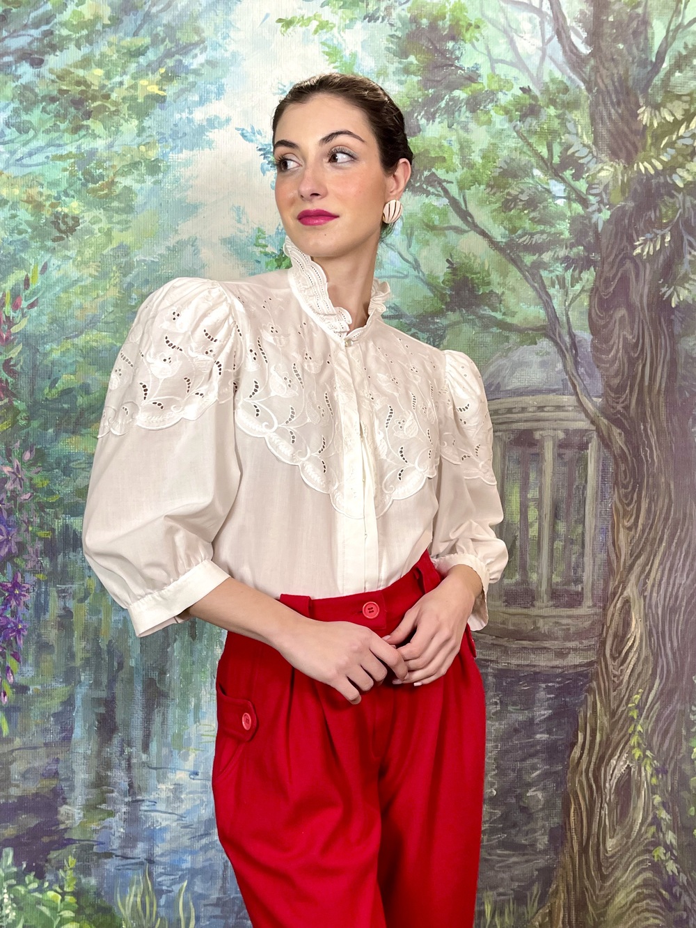 Vintage Austrian Embroidered Cotton Blouse