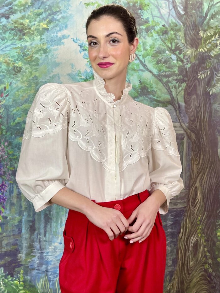 Vintage Austrian Embroidered Cotton Blouse