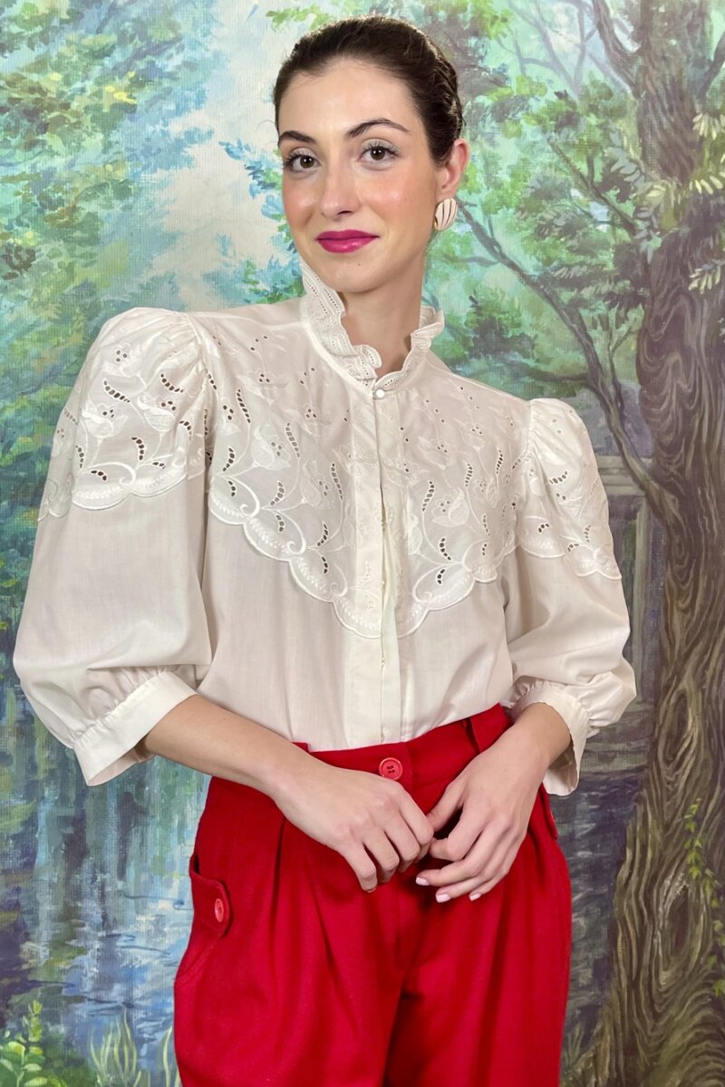Vintage Austrian Embroidered Cotton Blouse