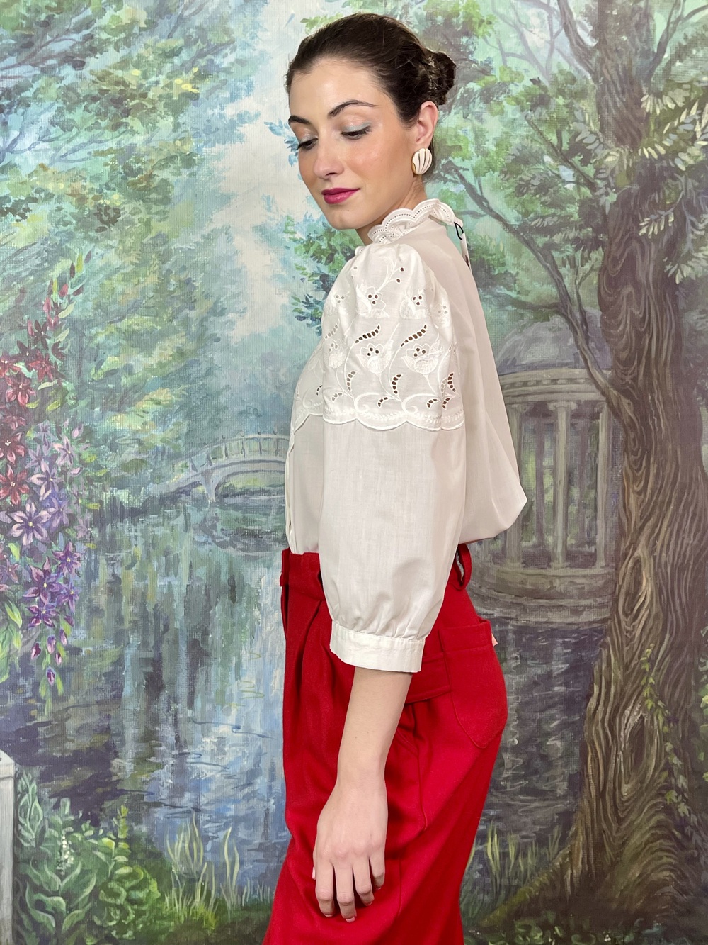 Vintage Austrian Embroidered Cotton Blouse