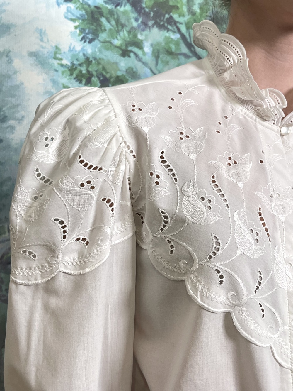 Vintage Austrian Embroidered Cotton Blouse
