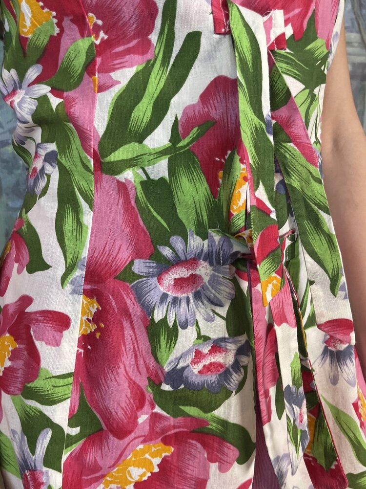 Vintage Floral Tie-Front Vest Top