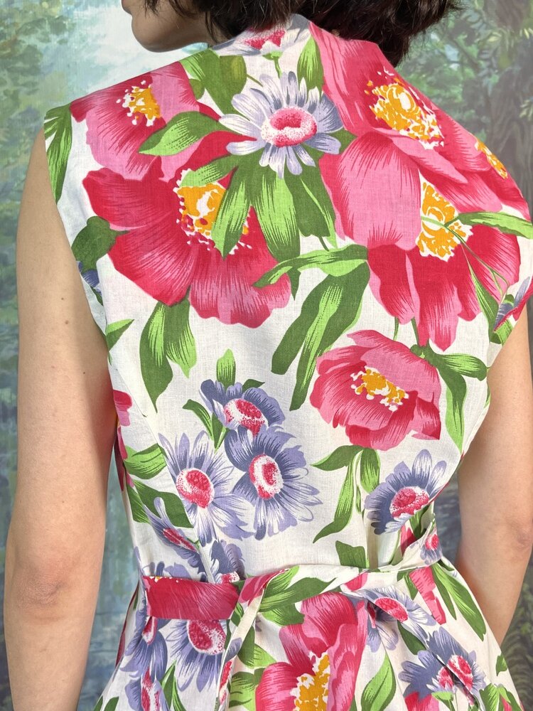 Vintage Floral Tie-Front Vest Top