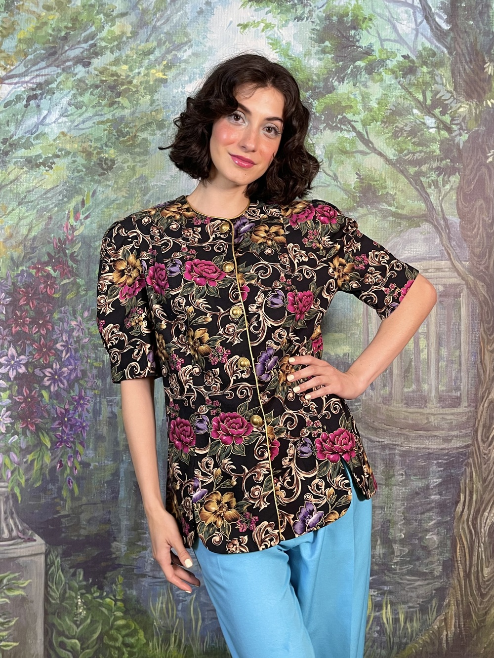 Vintage Baroque Floral Blouse