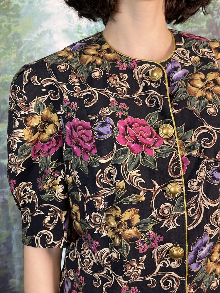 Vintage Baroque Floral Blouse