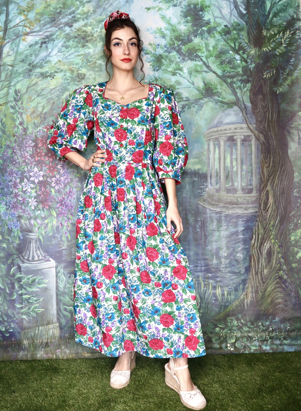 Vintage Austrian Floral Cotton Dress
