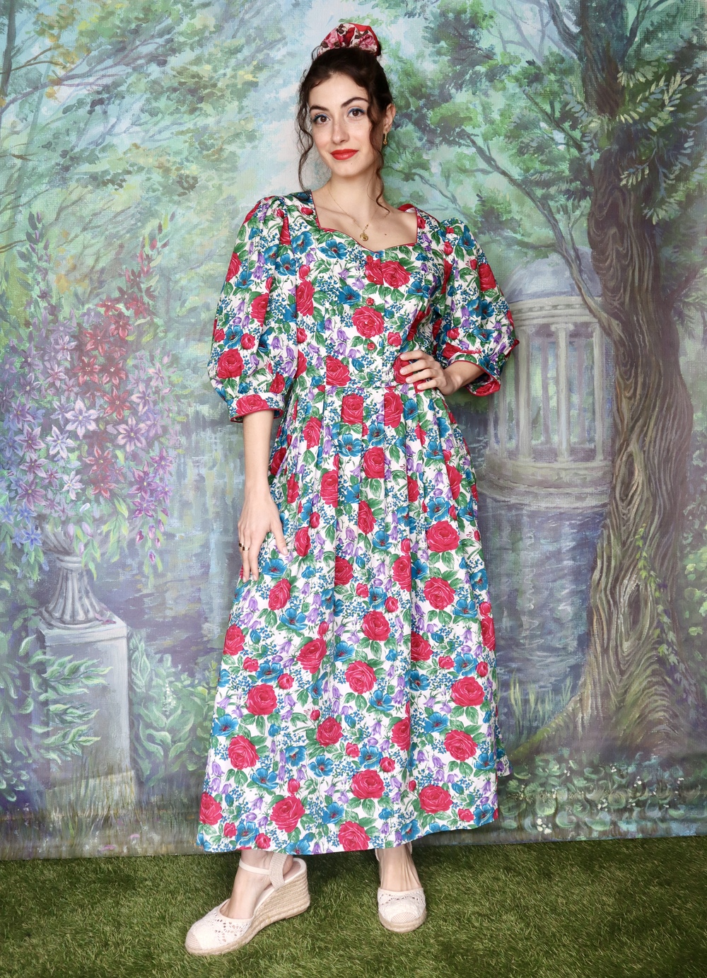 Vintage Austrian Floral Cotton Dress