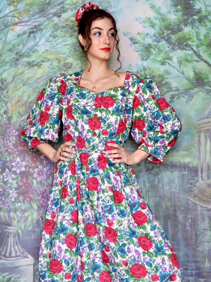 Vintage Austrian Floral Cotton Dress