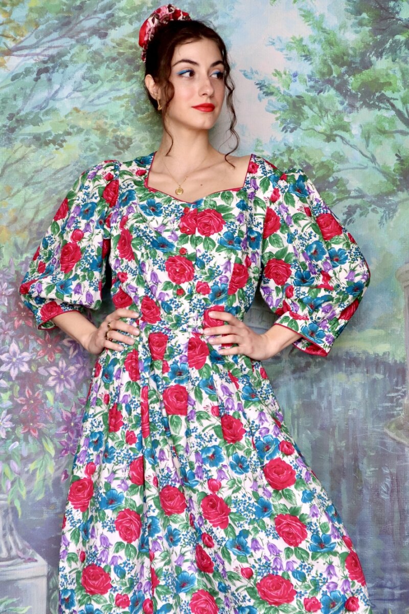 Vintage Austrian Floral Cotton Dress