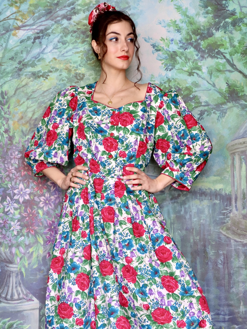Vintage Austrian Floral Cotton Dress
