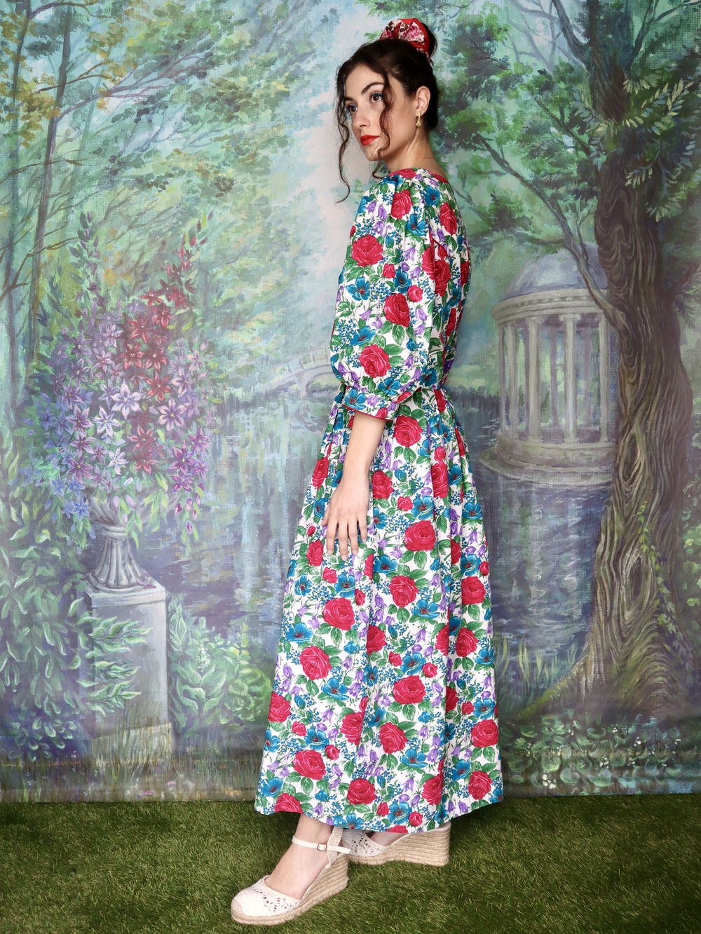 Vintage Austrian Floral Cotton Dress