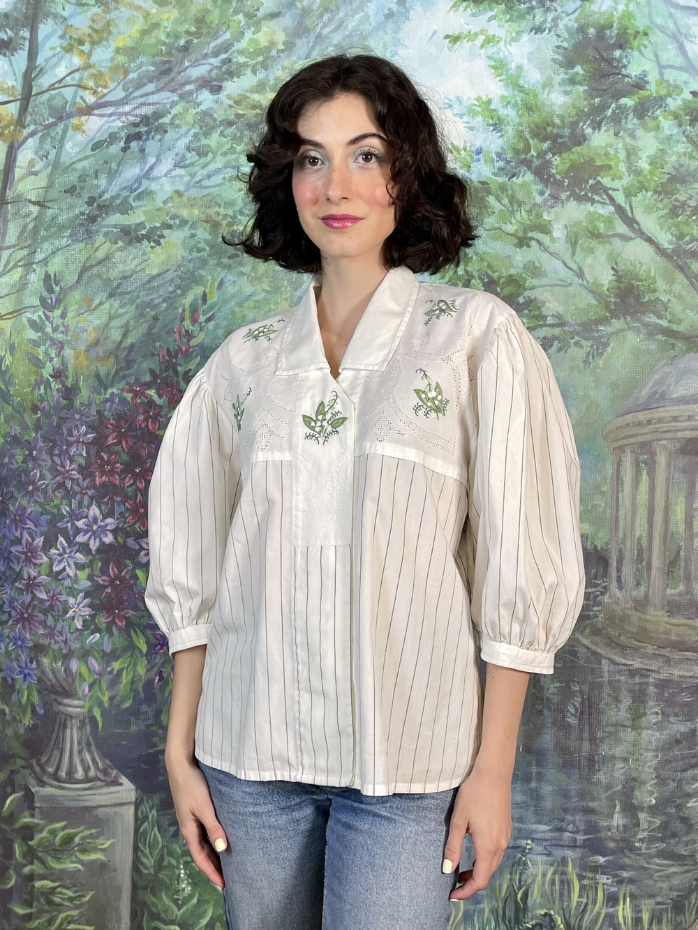 Vintage Austrian Embroidered Lily of the Valley Blouse