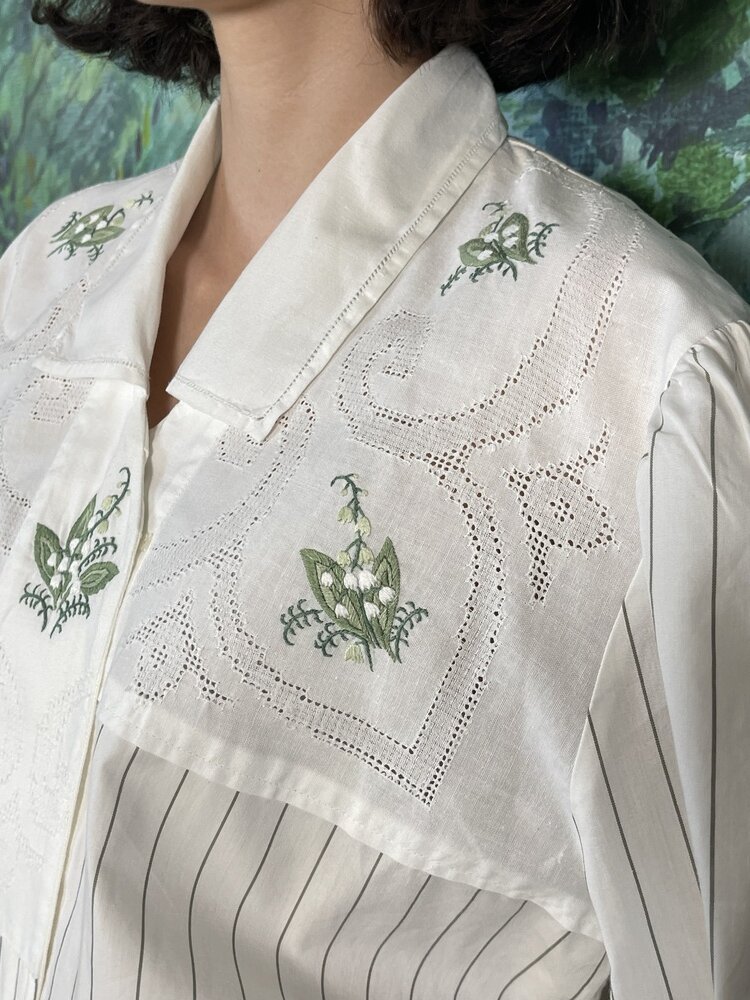 Vintage Austrian Embroidered Lily of the Valley Blouse