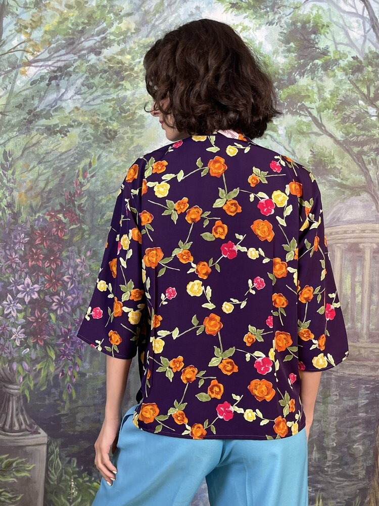 90s Vintage Floral Button-Up Blouse