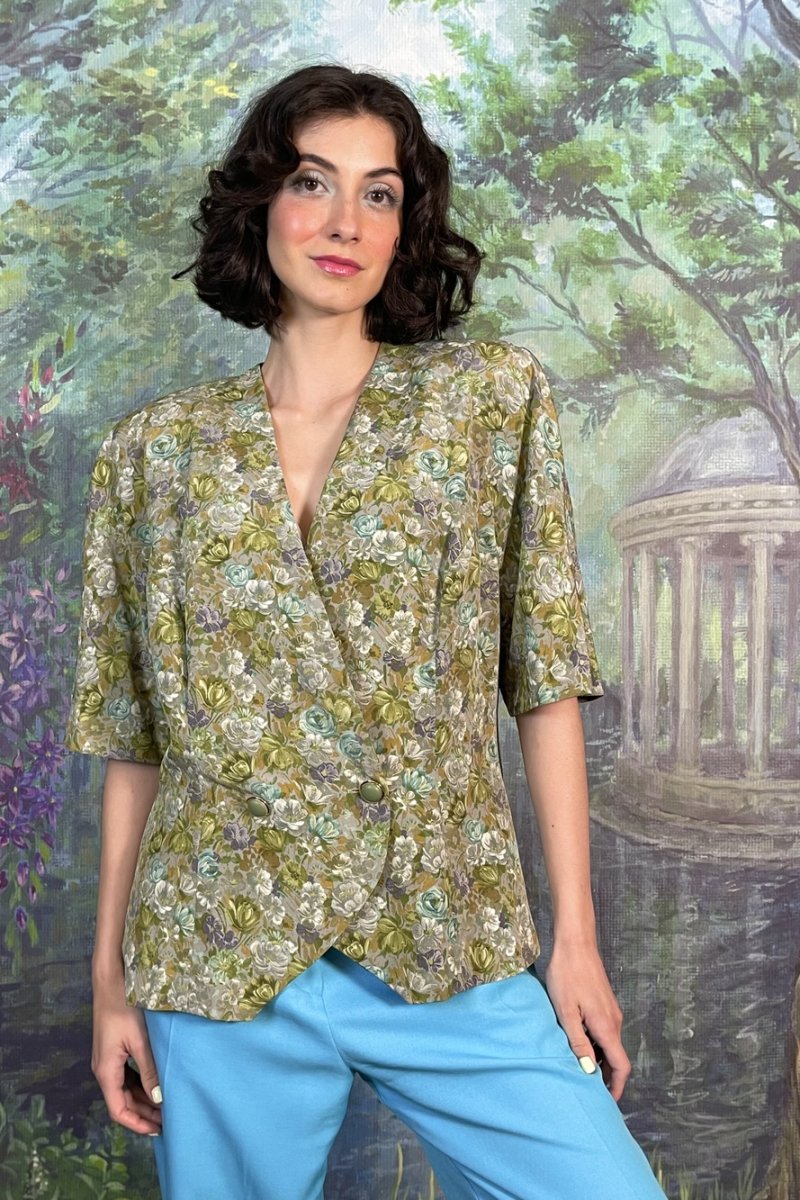 Vintage Green Floral Light Jacket