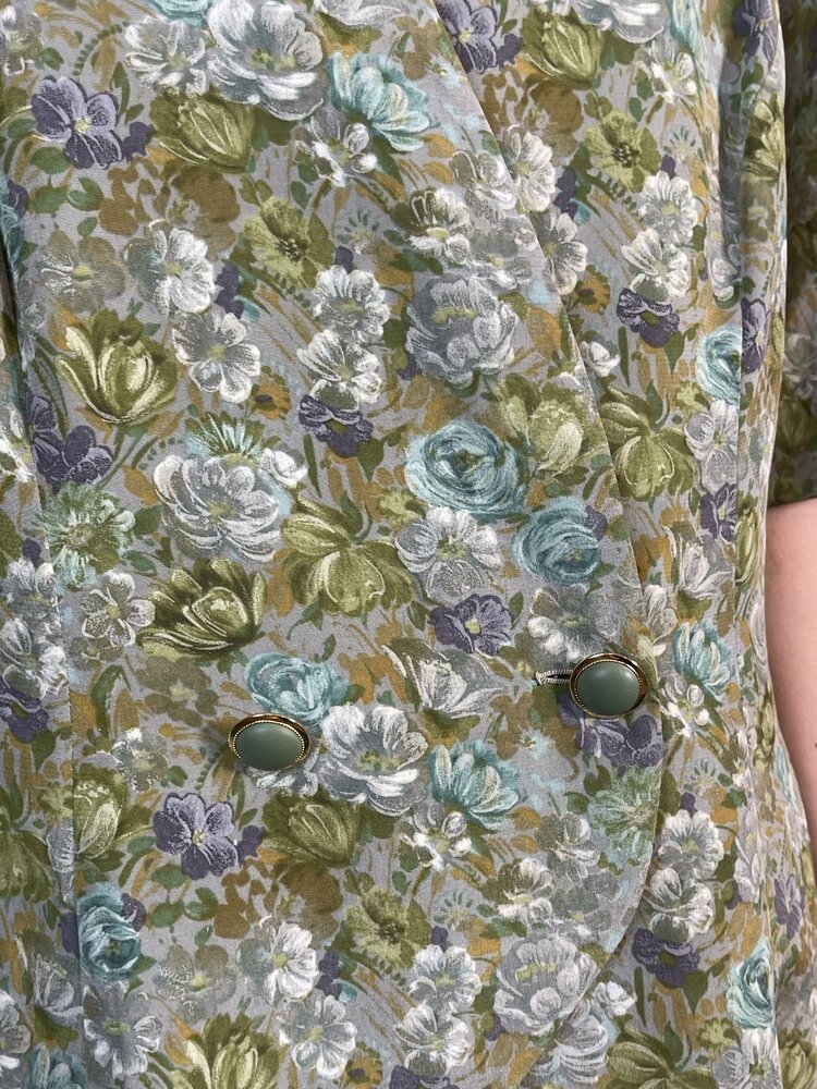 Vintage Green Floral Light Jacket