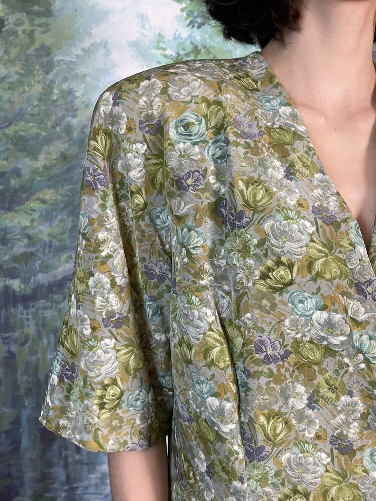 Vintage Green Floral Light Jacket