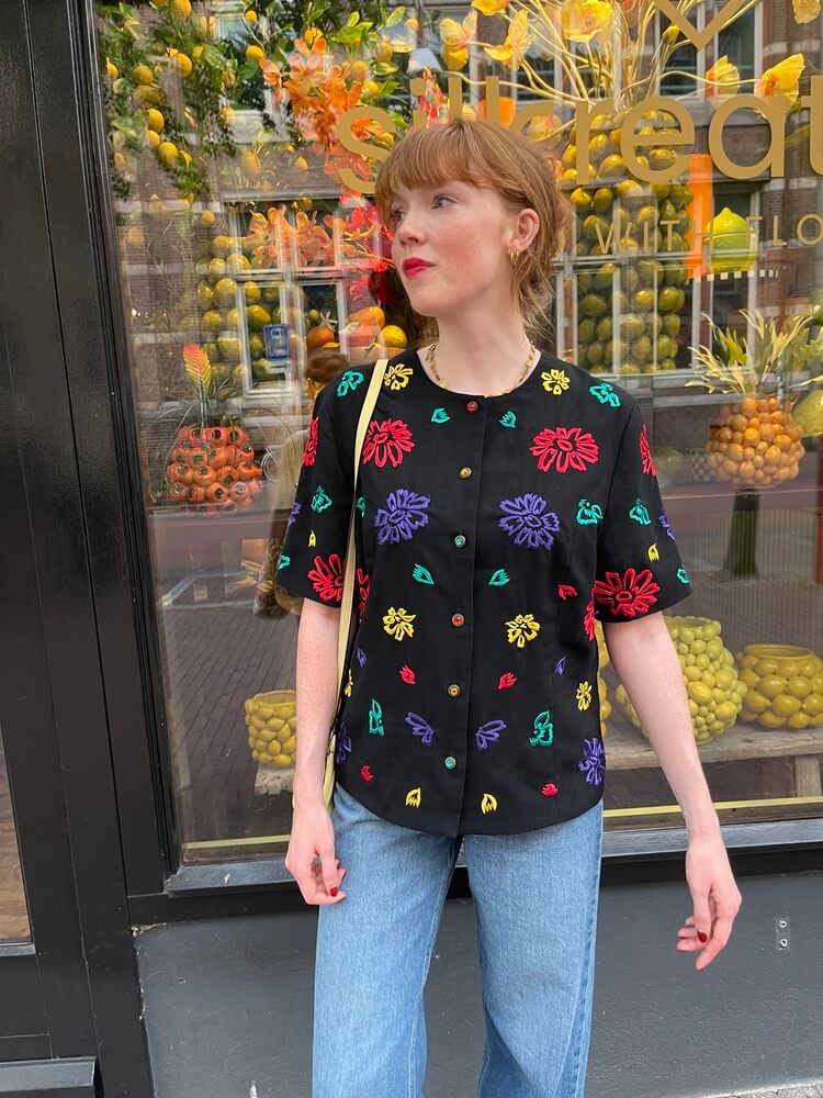 Vintage Edgar Vos Embroidered Floral Jacket